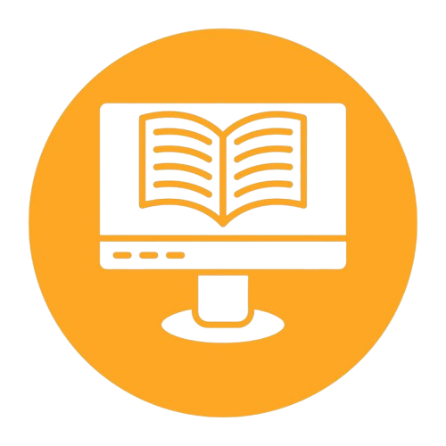 Computer screen displaying an open book icon, representing online education and resources for addiction recovery.